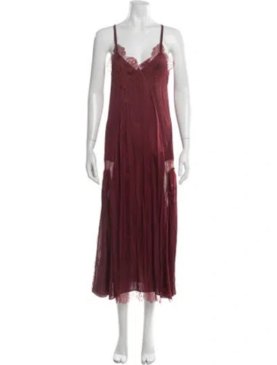 Pre-owned Off-white 2018 Midi Length Dress In Burgundy