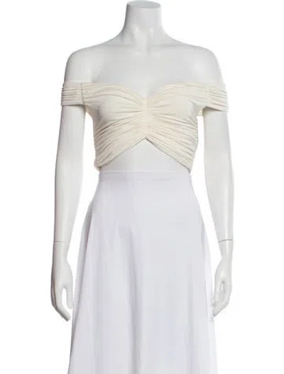 Pre-owned Off-white 2018 Off-the-shoulder Crop Top In White