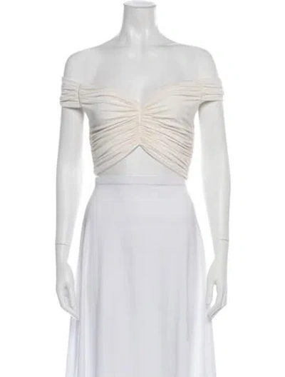 Pre-owned Off-white 2018 Off-the-shoulder Crop Top In White