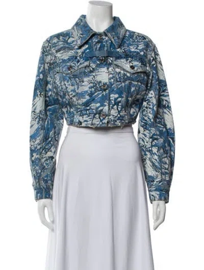 Pre-owned Off-white 2018 Printed Denim Jacket In Blue