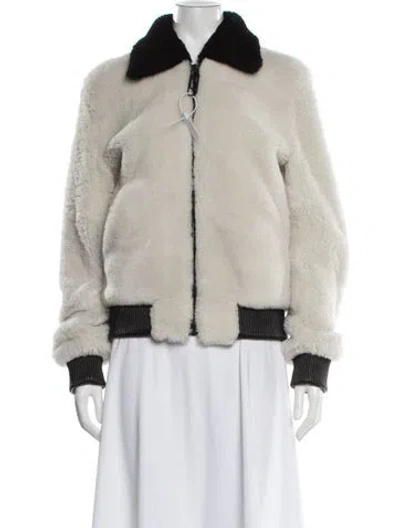 Pre-owned Off-white 2018 Shearling Bomber Jacket In Neutrals
