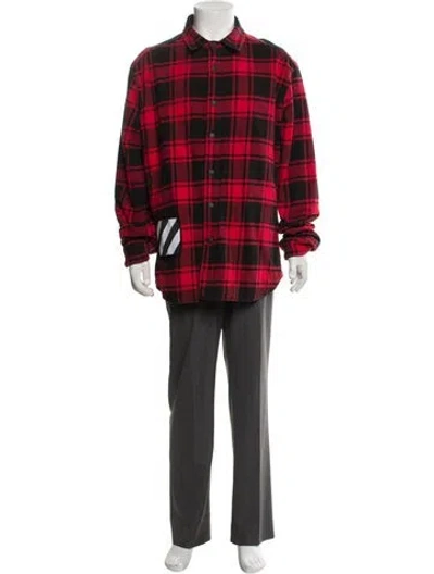 Pre-owned Off-white 2018 Signature Logo Bomber Jacket In Red