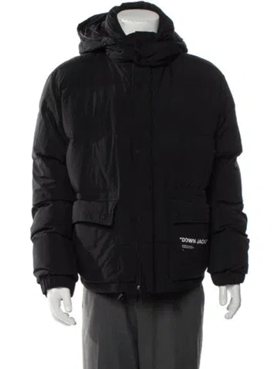 Pre-owned Off-white 2018 Signature Logo Puffer Coat In Black