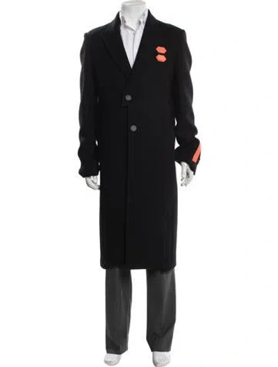 Pre-owned Off-white 2018 Virgin Wool Overcoat In Black