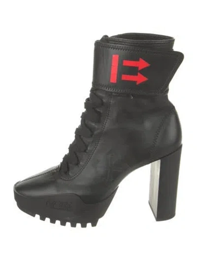 Pre-owned Off-white 2019 Arrow Moto Lace-up Boots In Black
