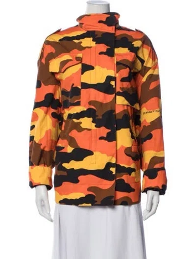 Pre-owned Off-white 2019 Camouflage Print Utility Jacket In Orange
