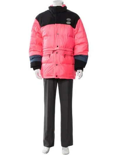 Pre-owned Off-white 2019 Colorblock Pattern Puffer Coat In Pink