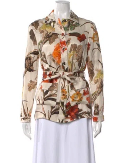 Pre-owned Off-white 2019 Floral Print Top In Neutral