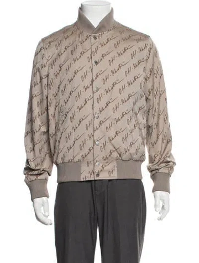 Pre-owned Off-white 2019 Graphic Print Bomber Jacket In Neutrals