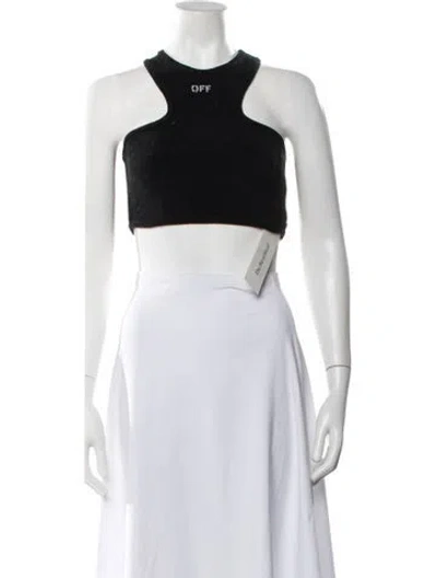 Pre-owned Off-white 2019 Graphic Print Crop Top In Black