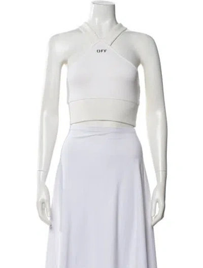 Pre-owned Off-white 2019 Graphic Print Crop Top In White