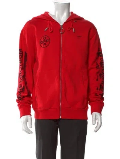 Pre-owned Off-white 2019 Graphic Print Hoodie In Red