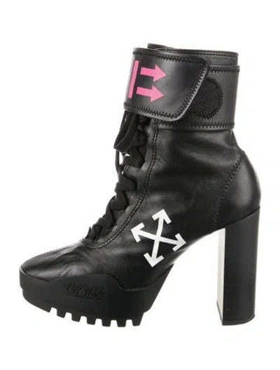 Pre-owned Off-white 2019 Moto Arrow Combat Boots In Black