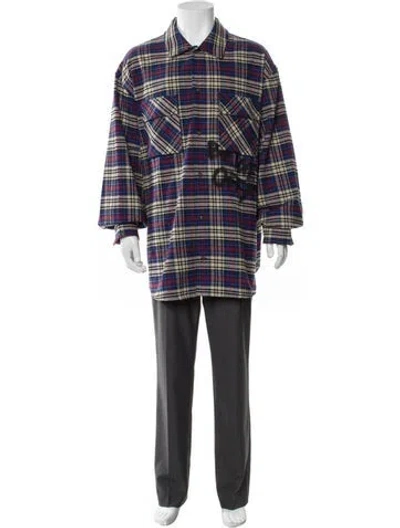Pre-owned Off-white 2019 Plaid Print Parka In Blue