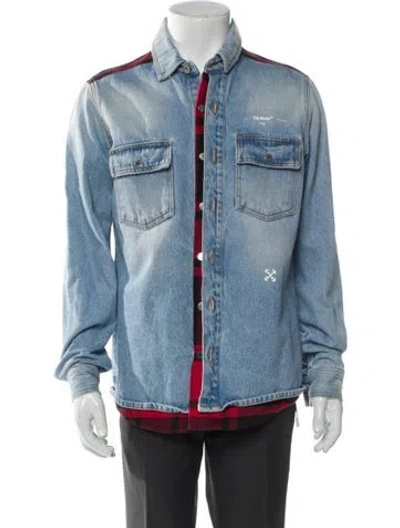 Pre-owned Off-white 2019 Signature Logo Denim Jacket In Multi