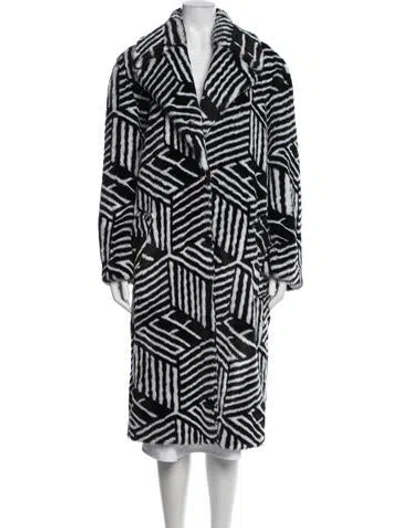 Pre-owned Off-white 2019 Silk Faux Fur Coat W/ Tags In Black