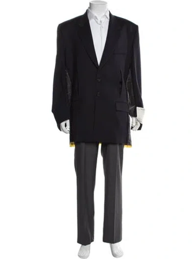 Pre-owned Off-white 2019 Virgin Wool Overcoat W/ Tags In Blue