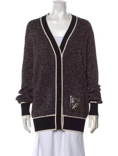 Pre-owned Off-white 2019 V-neck Sweater In Black/metallic