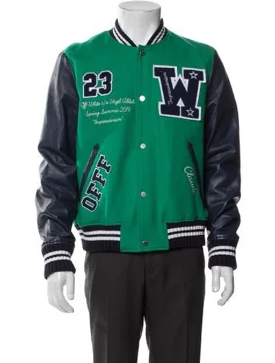Pre-owned Off-white 2019 Wool Varsity Jacket In Green