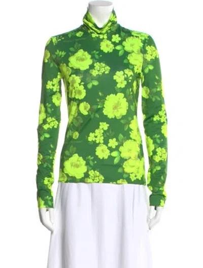 Pre-owned Off-white 2020 Floral Print Top In Green