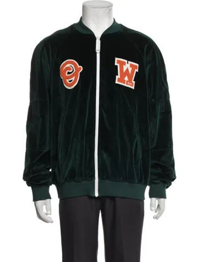 Pre-owned Off-white 2020 Graphic Print Bomber Jacket In Green