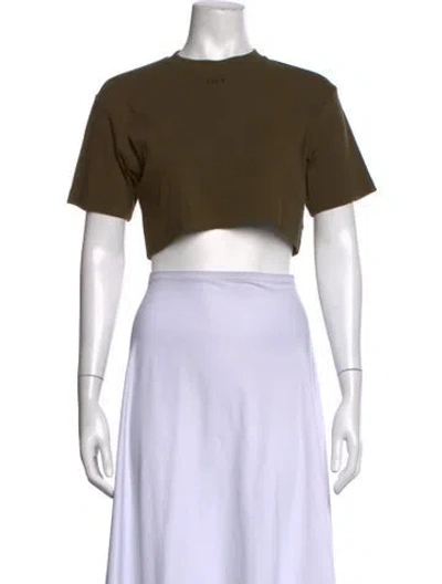 Pre-owned Off-white 2020 Graphic Print Crop Top In Green