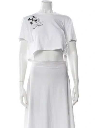 Pre-owned Off-white 2020 Graphic Print Crop Top In White