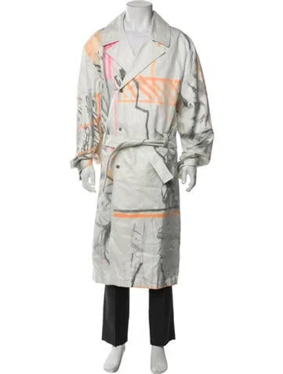 Pre-owned Off-white 2020 Graphic Print Trench Coat W/ Tags In White