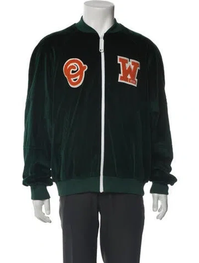 Pre-owned Off-white 2020 Graphic Print Varsity Jacket In Green