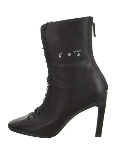 Pre-owned Off-white 2020 Leather Lace-up Boots W/ Tags In Black
