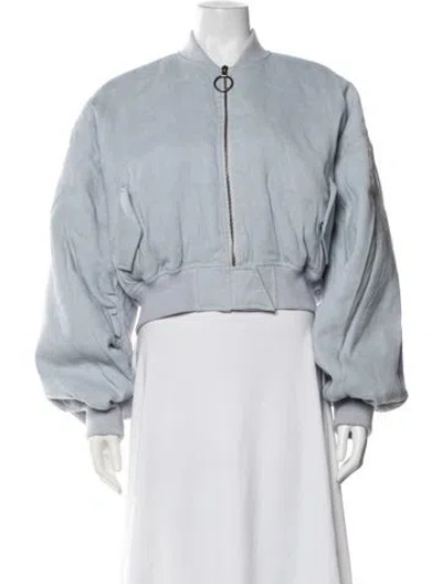 Pre-owned Off-white 2020 Linen Bomber Jacket In Blue