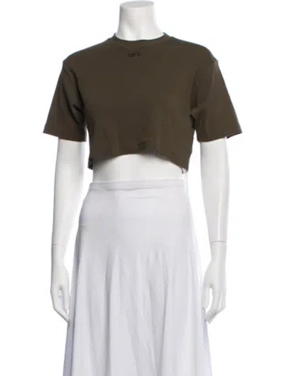 Pre-owned Off-white 2020 Logo Crop Top In Green