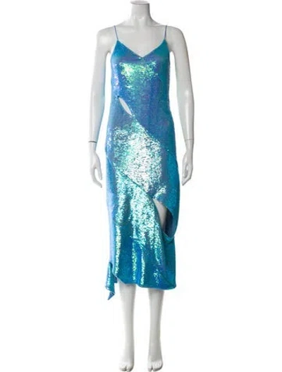 Pre-owned Off-white 2020 Long Dress In Blue