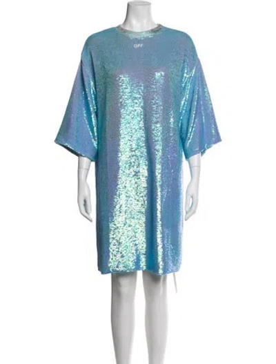 Pre-owned Off-white 2020 Mini Dress In Blue/metallic