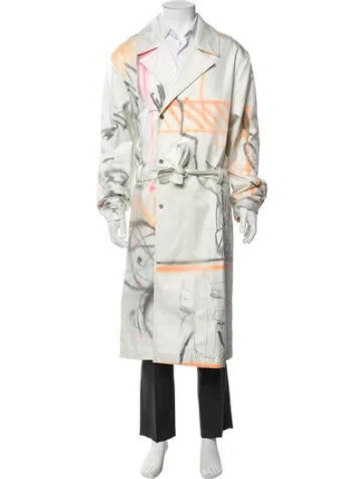 Pre-owned Off-white 2020 Printed Trench Coat W/ Tags In White