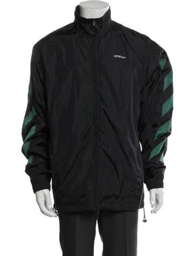 Pre-owned Off-white 2020 Signature Logo Windbreaker In Black