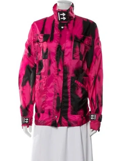 Pre-owned Off-white 2020 Tiger Dye Track Tunic Utility Jacket In Pink