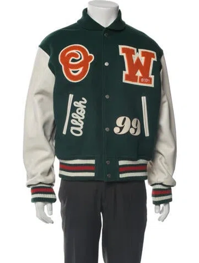 Pre-owned Off-white 2020 Varsity Jacket Varsity Jacket In Green