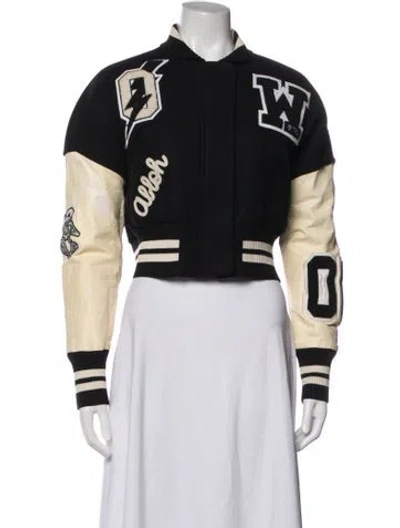 Pre-owned Off-white 2020 Virgin Wool Bomber Jacket In Black
