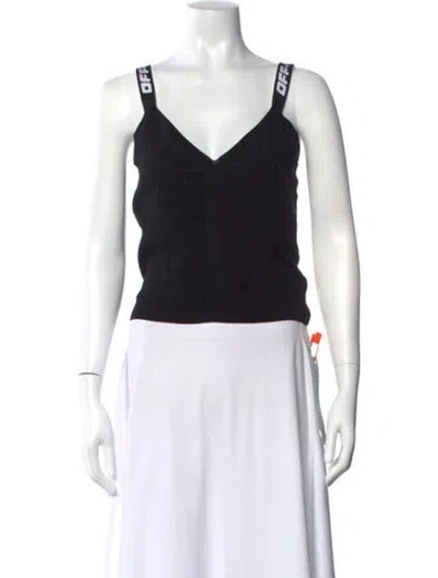 Pre-owned Off-white 2020 V-neck Crop Top W/ Tags In Black