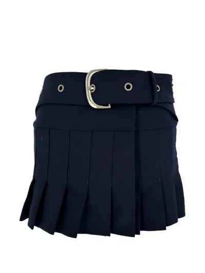 Pre-owned Off-white 2020s Belted Pleated Mini Skirt In Blue
