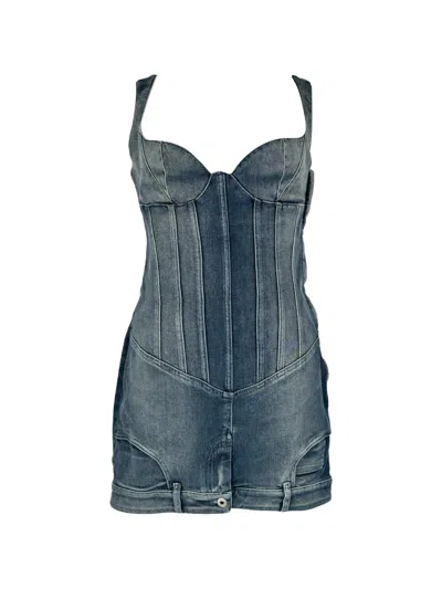 Pre-owned Off-white 2020s Upside Down Mini Dress In Blue