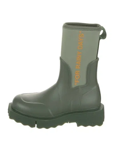 Pre-owned Off-white 2021 'for Rainy Days' Rain Boots In Green