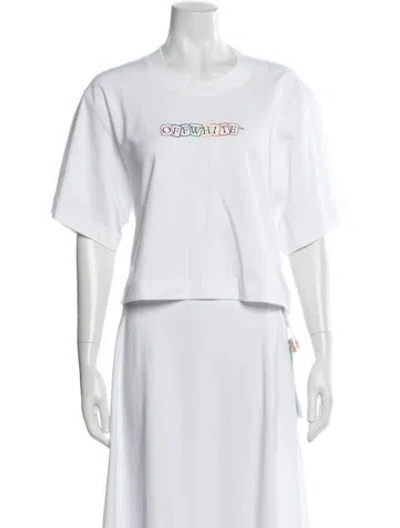 Pre-owned Off-white 2021 Graphic Print Crop Top W/ Tags In White