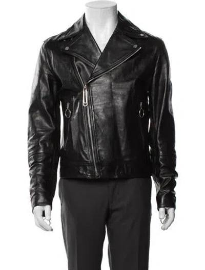 Pre-owned Off-white 2021 Leather Moto Jacket In Black