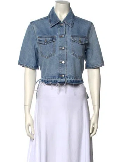 Pre-owned Off-white 2021 Short Sleeve Crop Top In Blue