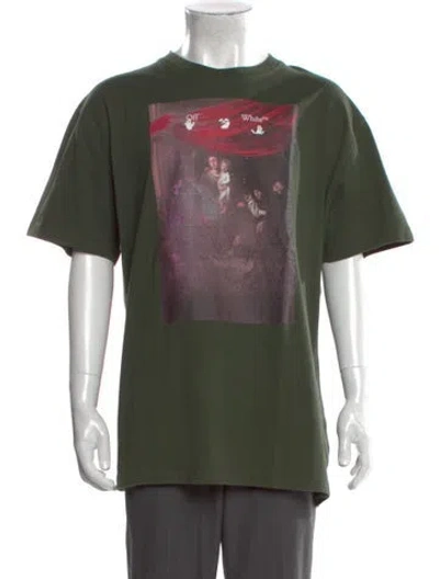 Pre-owned Off-white 2021 Sprayed Caravaggio Arrow T-shirt In Green