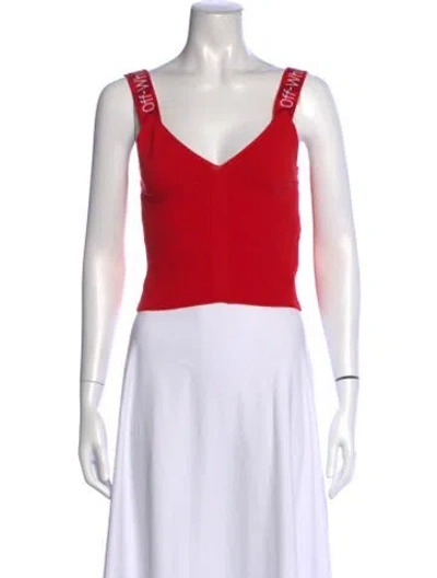 Pre-owned Off-white 2021 V-neck Crop Top In Red
