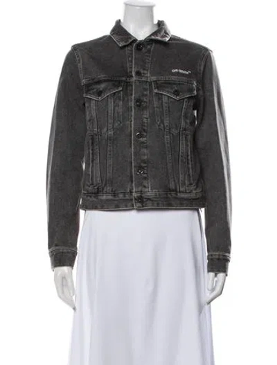 Pre-owned Off-white 2022 Diagonal Denim Jacket In Gray