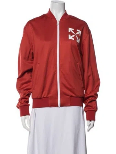 Pre-owned Off-white 2022 Graphic Print Bomber Jacket In Orange/red
